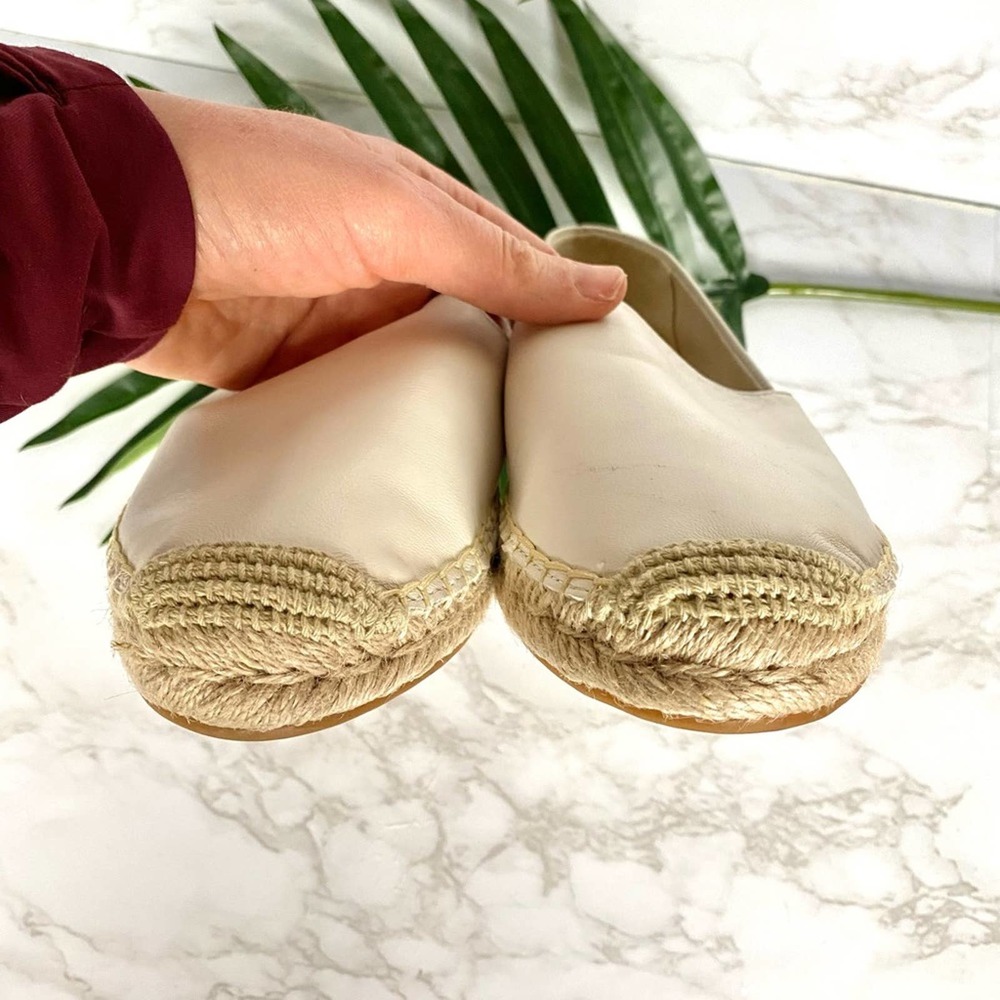 Sam Edelman Kesia Espadrille Off White Leather Flats Size 9 New With Tags - Picture 7 of 14
